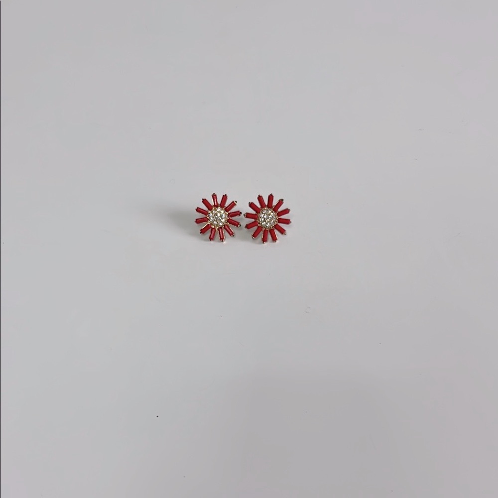 Charming Charlie Red and Gold Floral Earrings